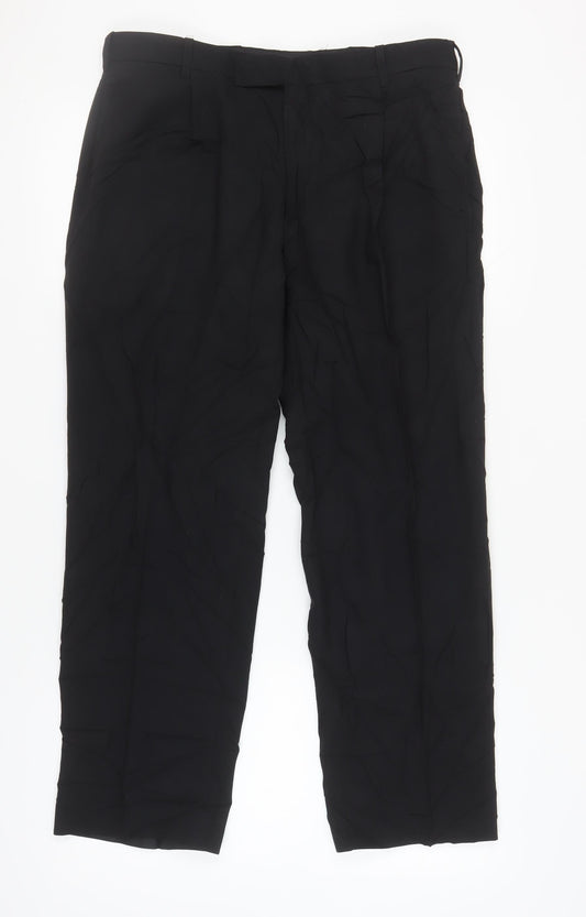 Next Men's Black Trousers, 34S, Wool Blend
