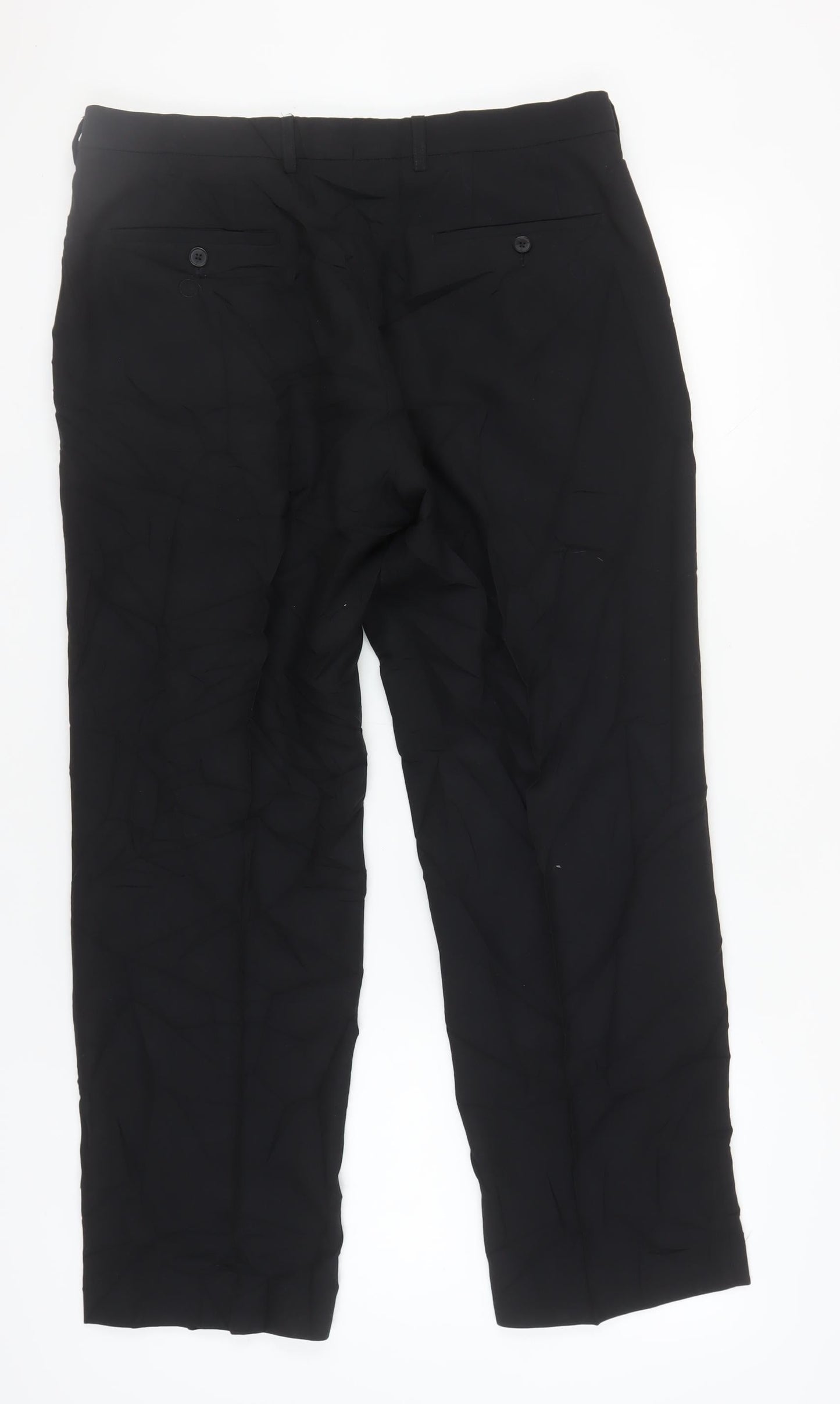 Next Men's Black Trousers, 34S, Wool Blend