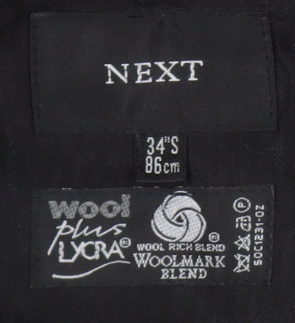 Next Men's Black Trousers, 34S, Wool Blend