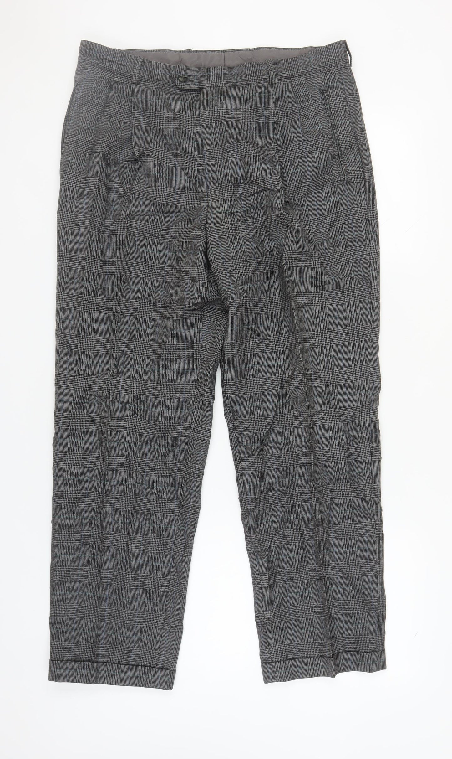 Jaeger Men's Grey Check Wool Dress Pants Size 52S