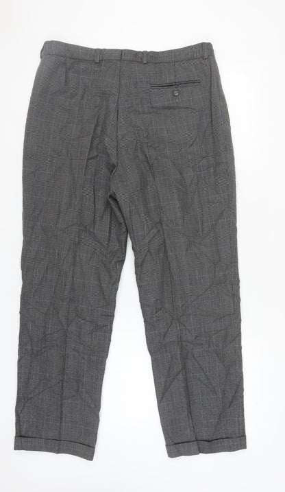 Jaeger Men's Grey Check Wool Dress Pants Size 52S