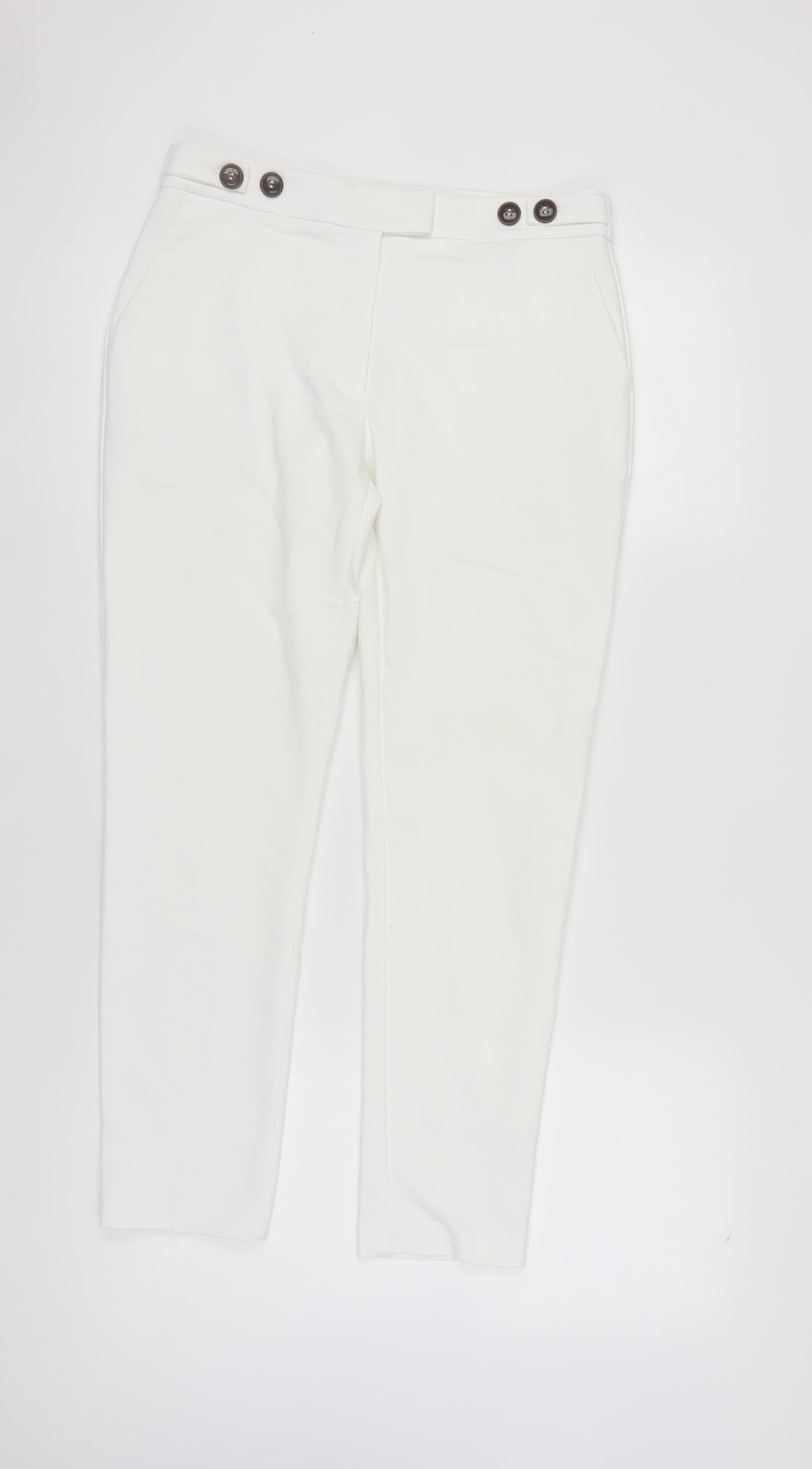 Womens UK Size 10 Phase Eight Regular Fit Casual Workwear White Trousers