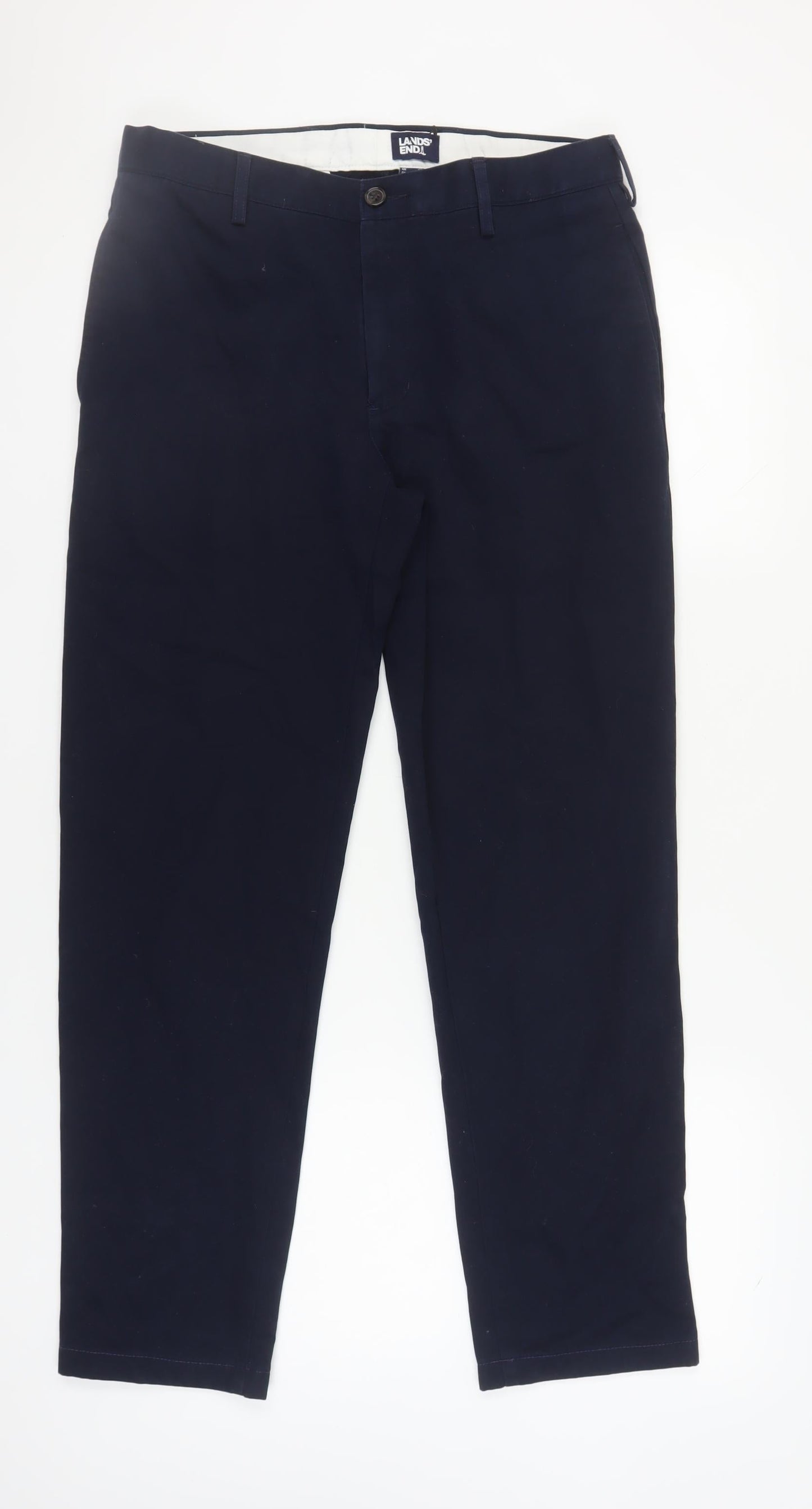Lands' End Men's Blue Slim Chino Trousers Size 32
