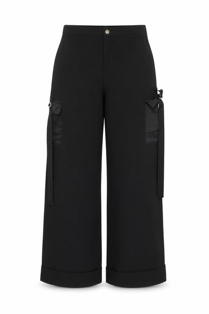 Womens UK Size 8 Missguided Regular Fit Cargo Black Trousers