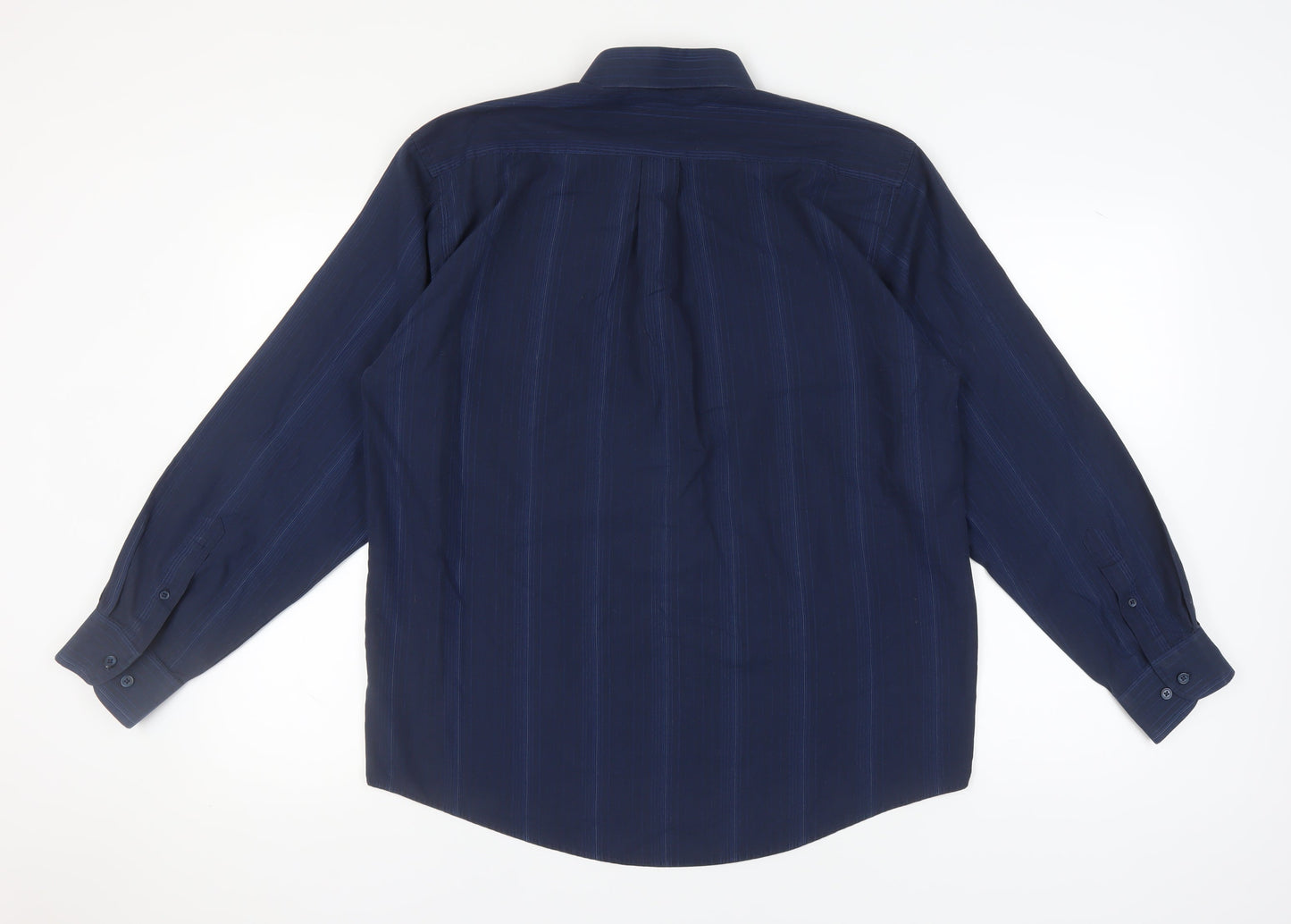 Leonardo Men's Blue Striped Button-Up Shirt 16.5