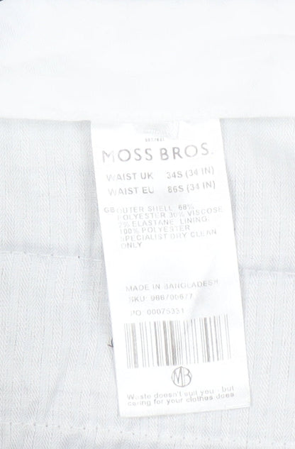 Moss Bros Men's Grey Check Trousers 34