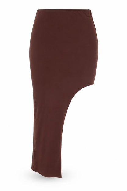 Womens UK Size 10 Misspap Brown Asymmetric Skirt