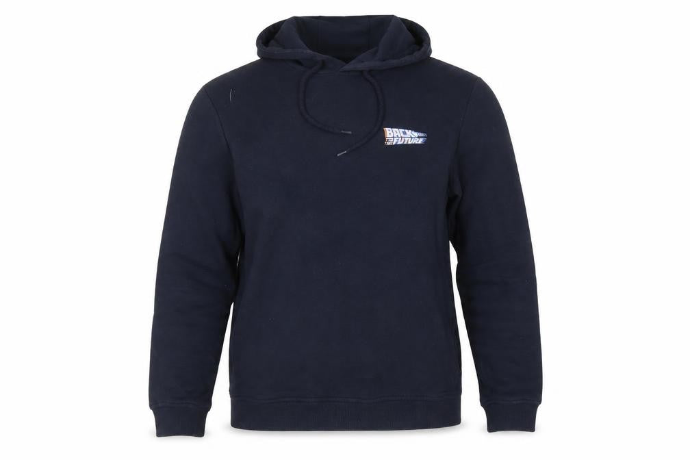 Front view of Back to the Future Blue unisex hoodie -, size S