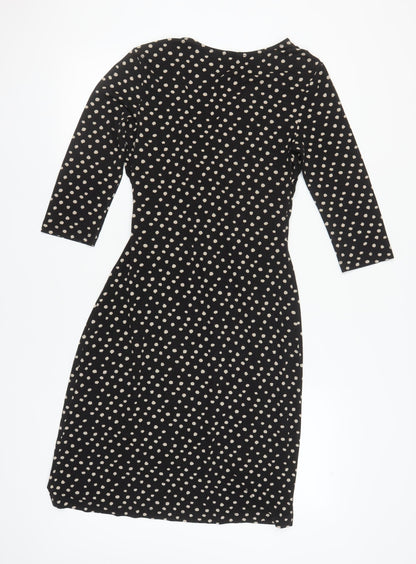 Hobbs Women's Black Polka Dot Wrap Dress Size 10
