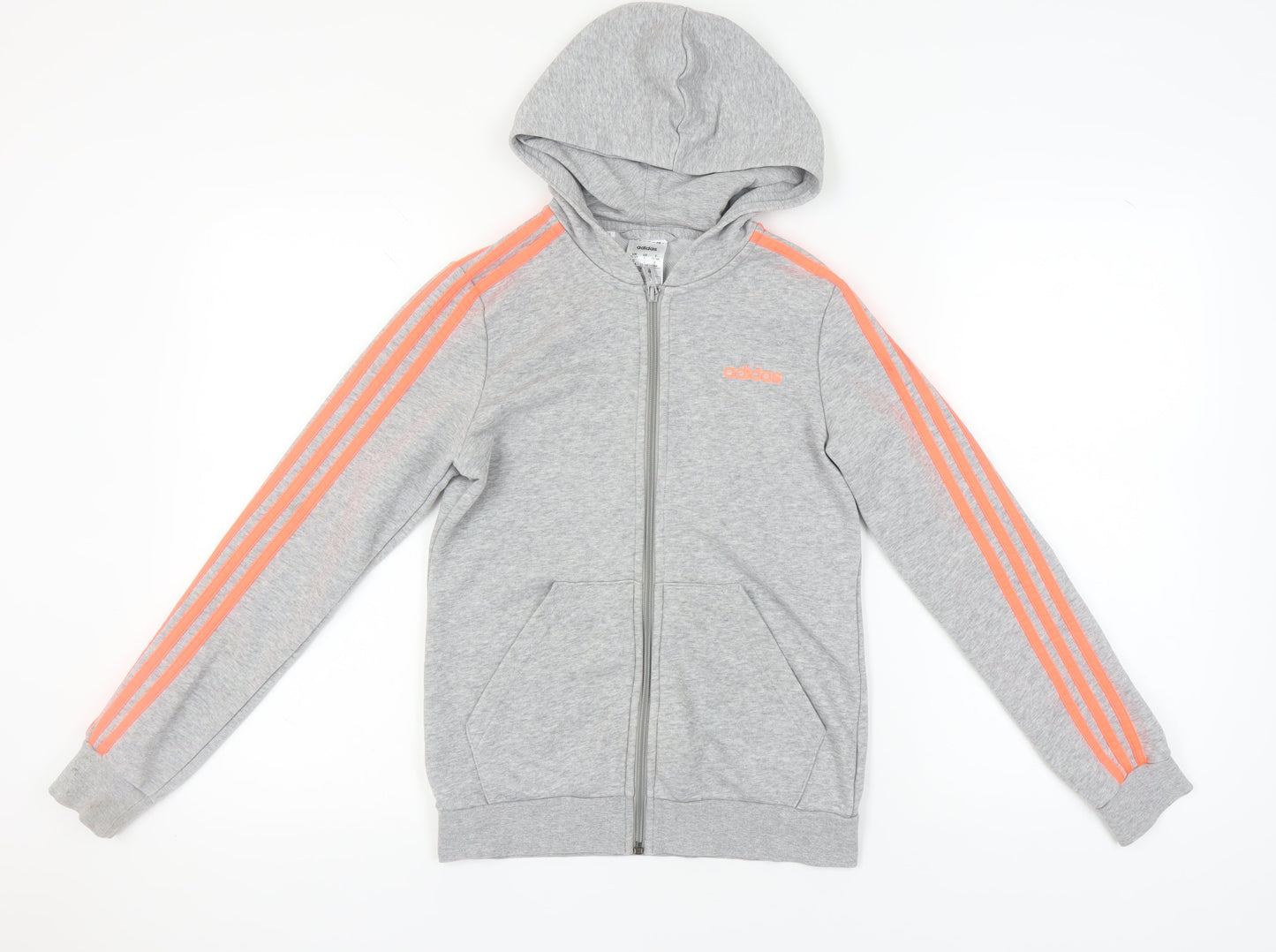 Adidas Girls Grey Full Zip Hoodie 13-14 Years Sports Fashion