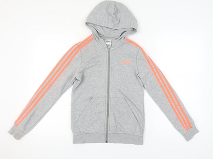 Adidas Girls Grey Full Zip Hoodie 13-14 Years Sports Fashion