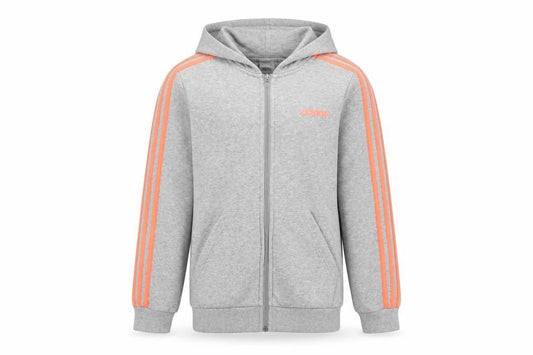 Front view of Adidas girls’ grey full zip hoodie 13-14 years sports fashion