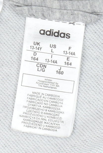 Adidas Girls Grey Full Zip Hoodie 13-14 Years Sports Fashion