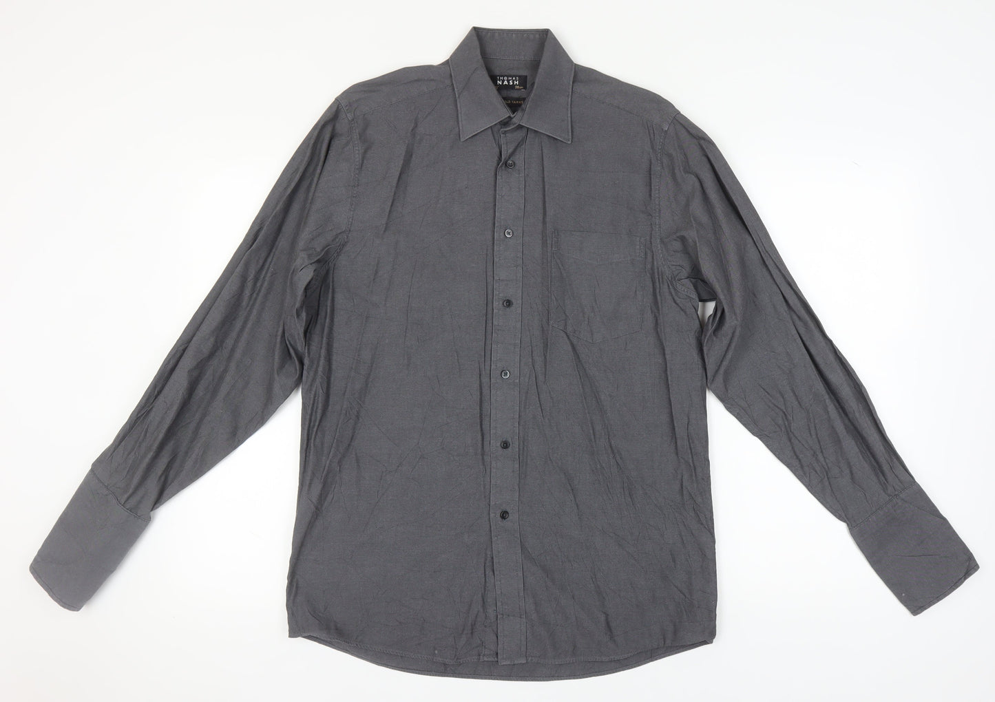 Thomas Nash Men’s Grey Cotton Dress Shirt Size 15 Formal