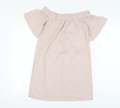 AllSaints Women's Beige Off Shoulder Shift Dress S