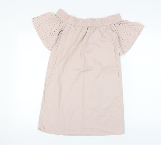 AllSaints Women's Beige Off Shoulder Shift Dress S