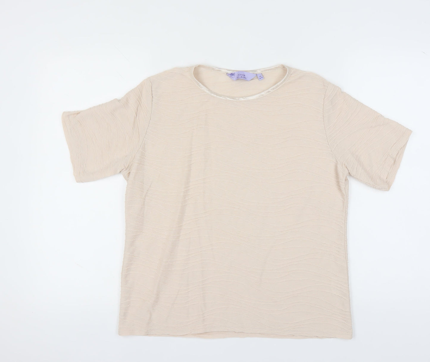 Womens UK Size M Honor Millburn Beige Basic T-Shirt