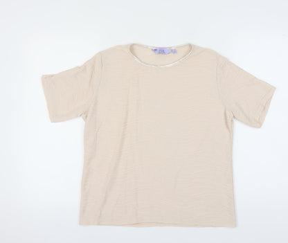 Womens UK Size M Honor Millburn Beige Basic T-Shirt