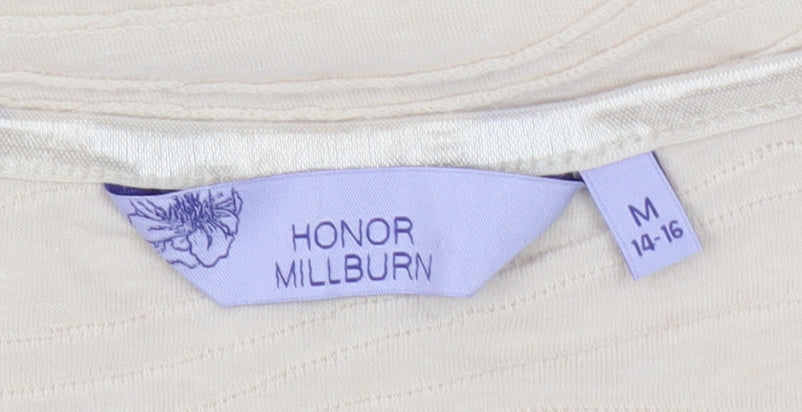 Womens UK Size M Honor Millburn Beige Basic T-Shirt