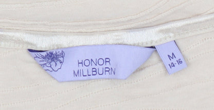 Womens UK Size M Honor Millburn Beige Basic T-Shirt
