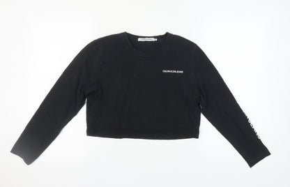 Calvin Klein Women's Black Cropped T-Shirt XS