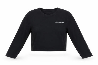 Womens UK Size XS Calvin Klein Black Cropped T-Shirt