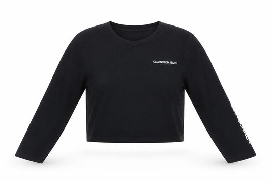 Womens UK Size XS Calvin Klein Black Cropped T-Shirt
