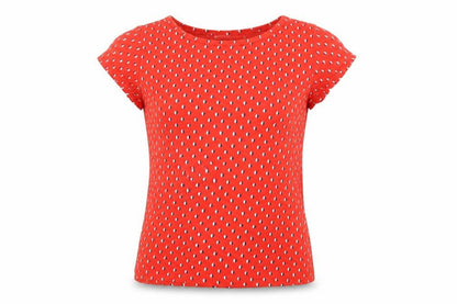 Front view of Jacqueline de Yong Women's Red Casual T-Shirt, size S