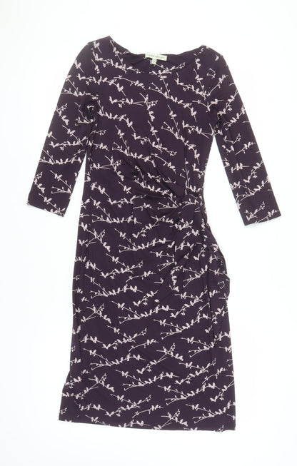 Laura Ashley Women’s Floral Multicoloured Dress - UK 8, Boat Neck, Ruched Design