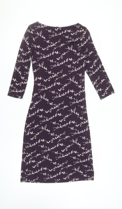 Laura Ashley Women’s Floral Multicoloured Dress - UK 8, Boat Neck, Ruched Design