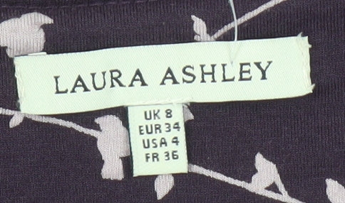 Laura Ashley Women’s Floral Multicoloured Dress - UK 8, Boat Neck, Ruched Design