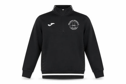Front view of Joma boys’ black 2xs sweatshirt 1/4 zip casual lightweight