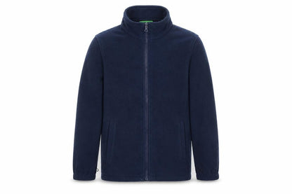 Front view of Mountain Warehouse boys’ blue fleece jacket 11-12 years