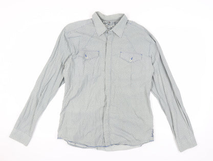 Firetrap Men's Grey Geometric Long Sleeve Shirt XL
