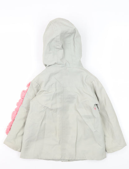 Next Girls Grey Unicorn Coat, 3-4 Years, Hooded, Lined