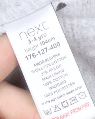 Next Girls Grey Unicorn Coat, 3-4 Years, Hooded, Lined