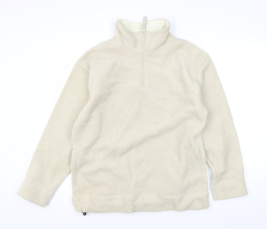 Additional front view of Active Women's Beige Fleece Pullover Sweatshirt, size 10