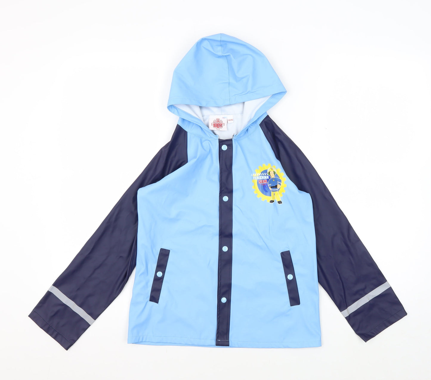 Fireman Sam Boys Blue Hooded Rain Coat 5-6 Years