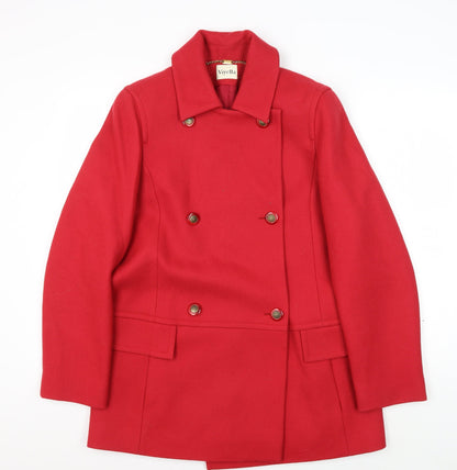 Womens UK Size 10 Viyella Red Pea Coat