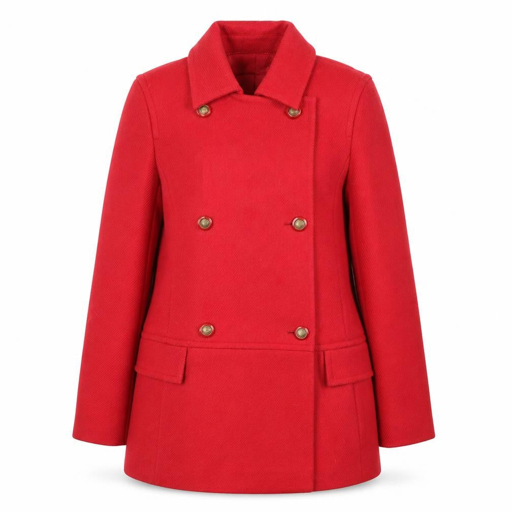 Womens UK Size 10 Viyella Red Pea Coat