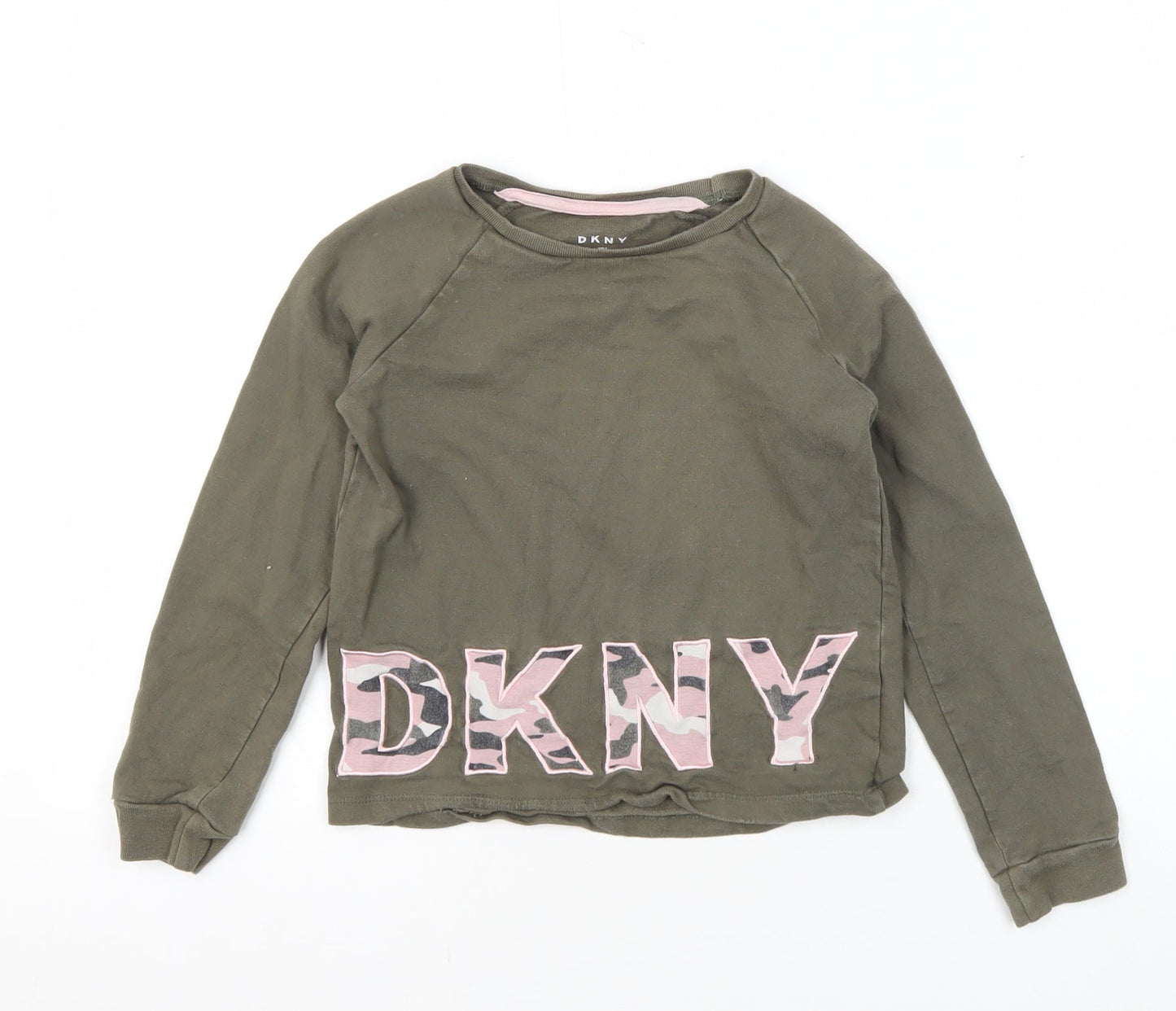 DKNY Girls Green Long Sleeve T-Shirt - Size 10 Years