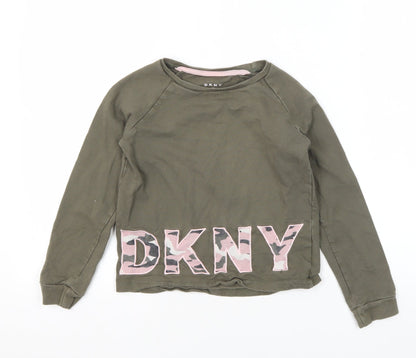 DKNY Girls Green Long Sleeve T-Shirt - Size 10 Years