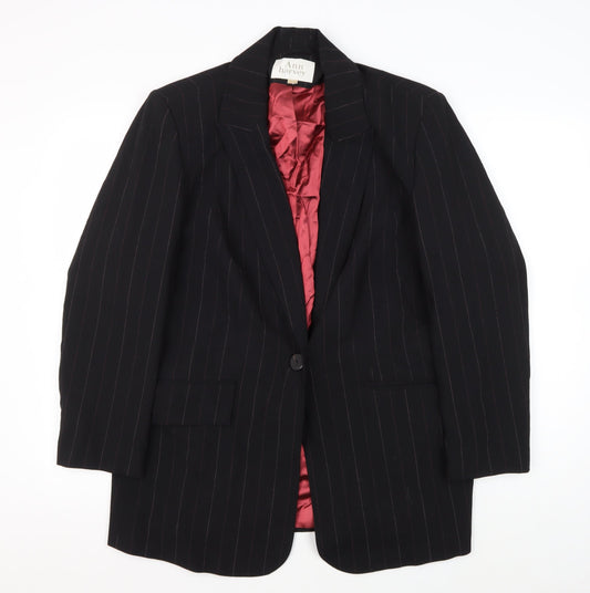 Ann Harvey Women's Black Pinstripe Blazer, Size 16