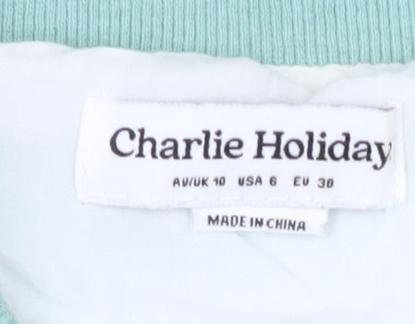 Charlie Holiday Women's Blue Floral Bomber Jacket Size 10