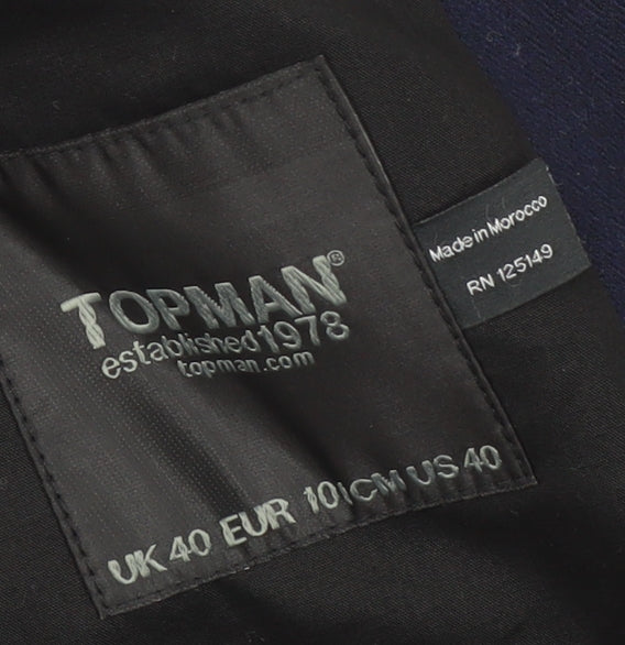 Mens UK Size 40 Topman Regular Blue Suit Jacket