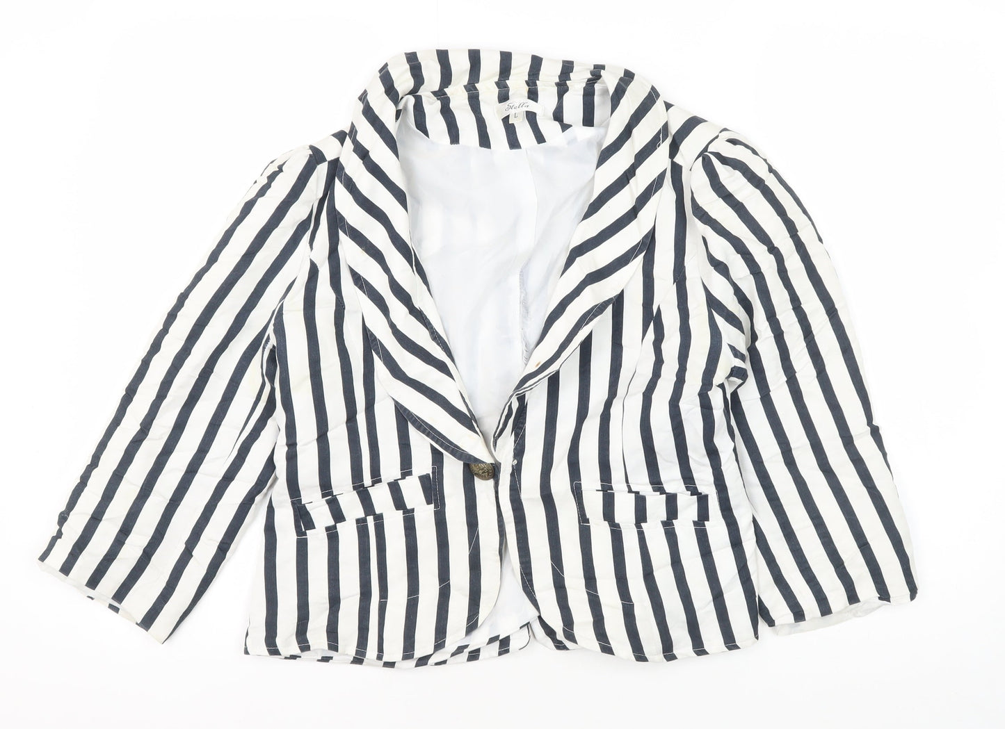 Stella Women's White Striped Blazer - Size L - Classic Style