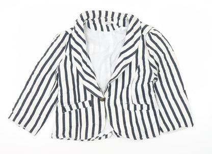 Stella Women's White Striped Blazer - Size L - Classic Style