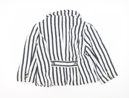 Stella Women's White Striped Blazer - Size L - Classic Style