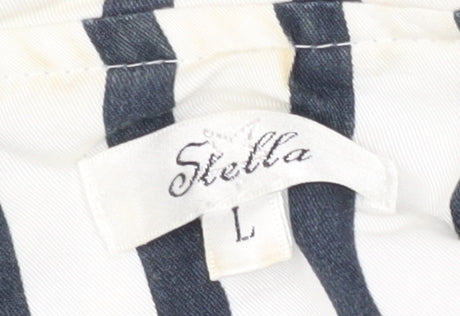 Stella Women's White Striped Blazer - Size L - Classic Style
