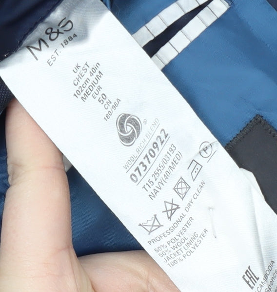 Mens UK Size 40 Marks and Spencer Regular Blue Suit Jacket